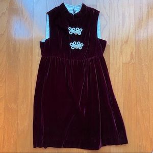 1960’s holiday burgundy velvet baby doll dress